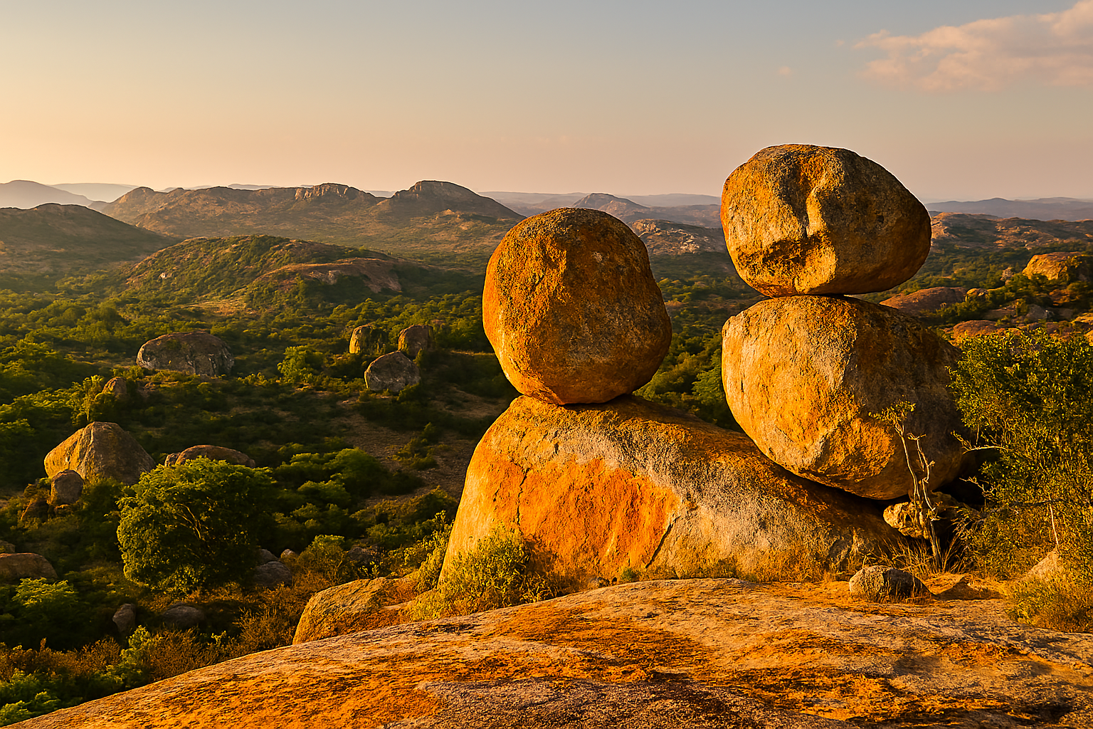 A stunning panoramic view of Matobo balancing rocks